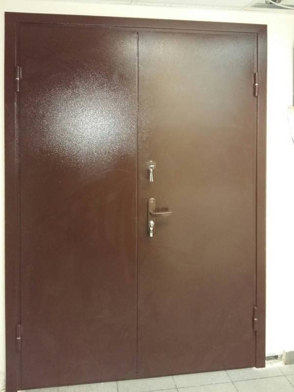 Коричневая двустворчатая техническая дверь Коричневая двустворчатая техническая дверь